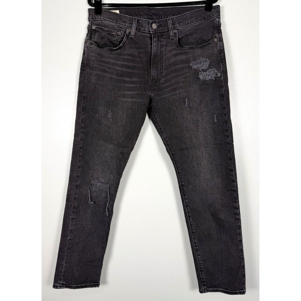 Levi’s 512 Slim Taper Jeans 34x29 Black Distressed Stretch Denim Mens